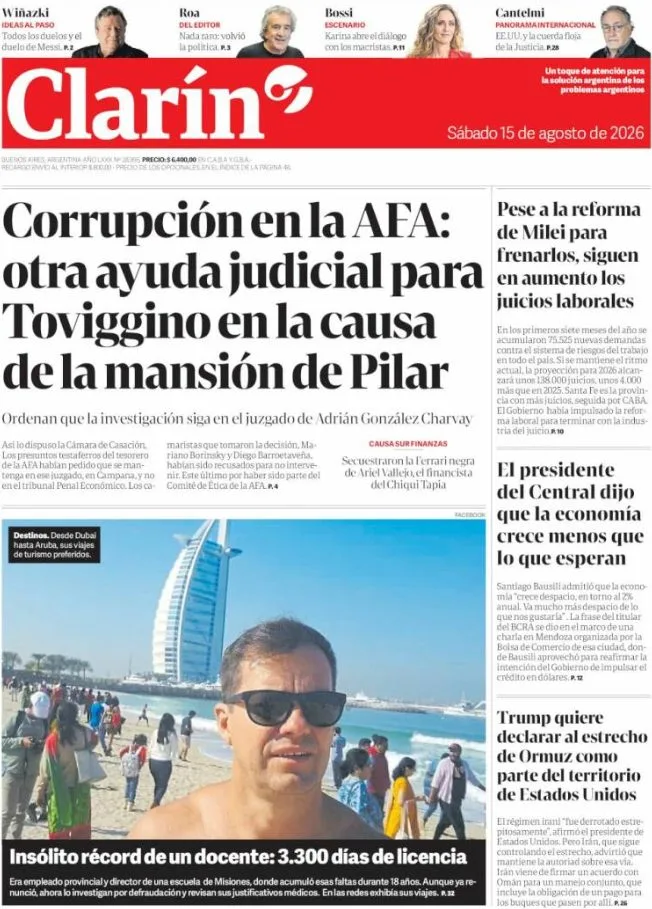 Portadas latinoamericanas de este sábado 15 de agosto de 2026