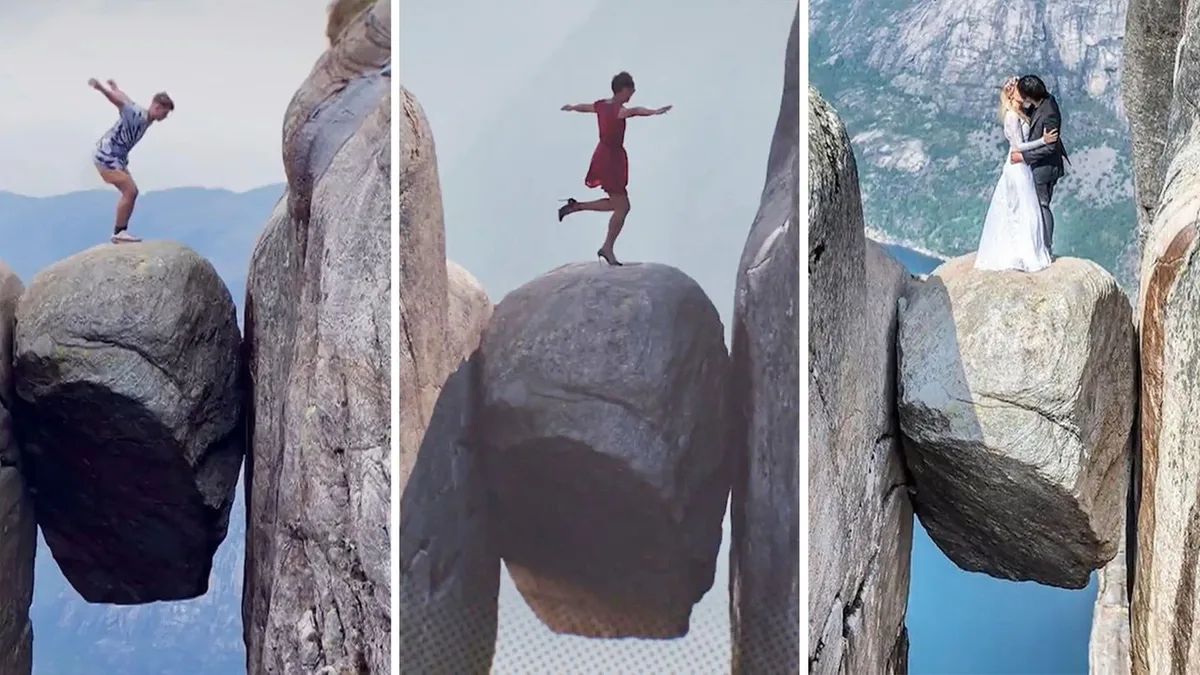 Kjeragbolten in Norwegen: Für dieses Foto riskieren tausende Urlauber ihr Leben