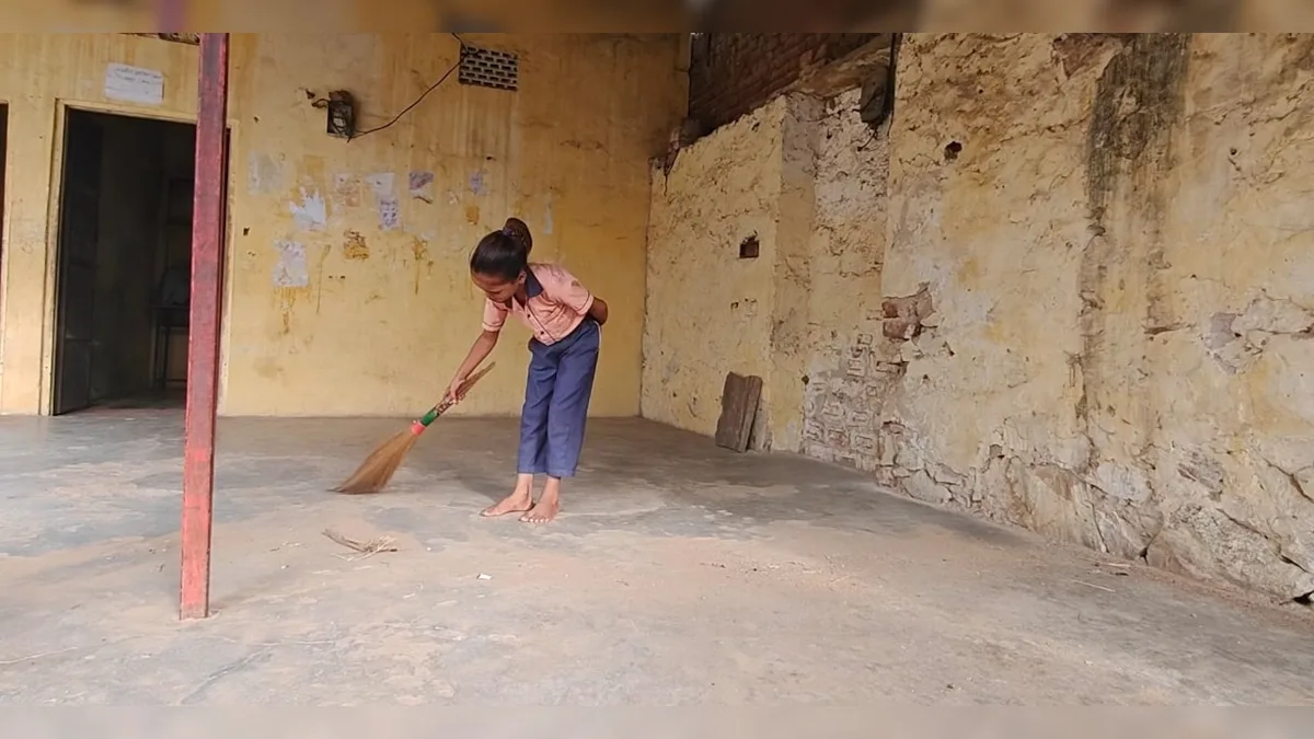 Classes In Cowshed, Little Girl Sweeping: Other Side Of Schooling In Rajasthan