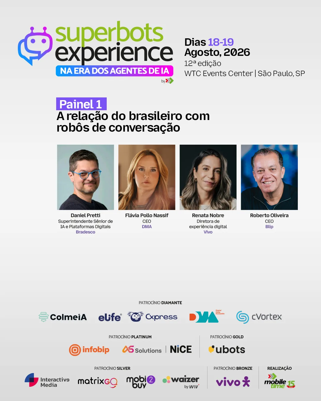 A relação do brasileiro com robôs de conversação é tema da abertura do Super Bots Experience 2026