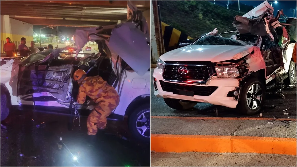 Caminhonete capota, mulher morre e outras três pessoas ficam feridas em Fortaleza