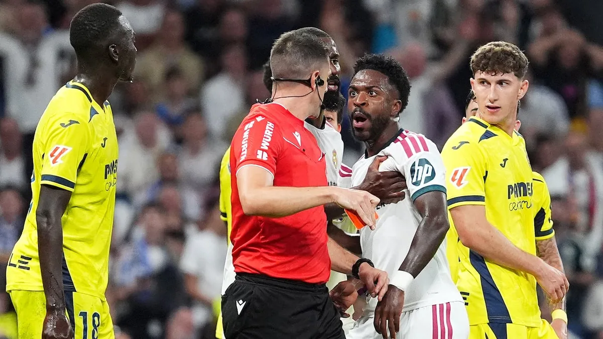 Real Madrid's Vinicius red-carded for pulling hair of Villarreal's Saliba