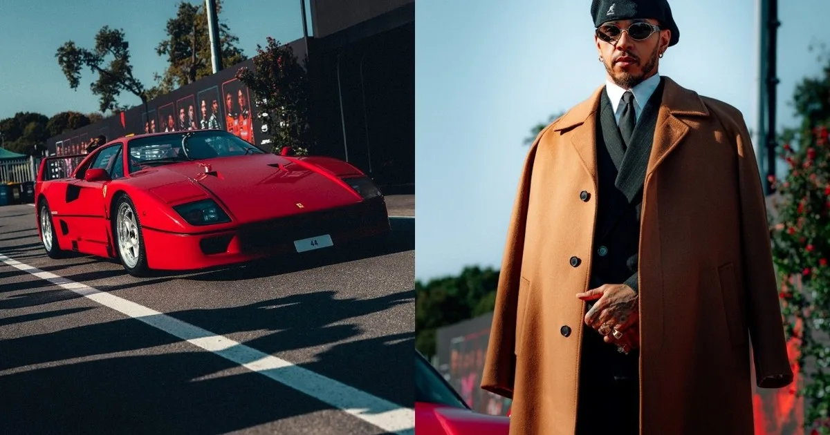 Video: la tremenda llegada de Lewis Hamilton al Media Day del GP de Italia, con un Ferrari F40 restaurado