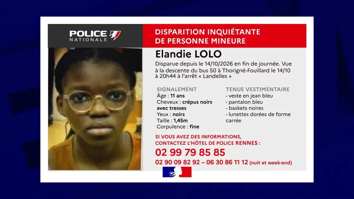 Rennes: la police lance un appel à témoins après la disparition inquiétante d'une enfant de 11 ans