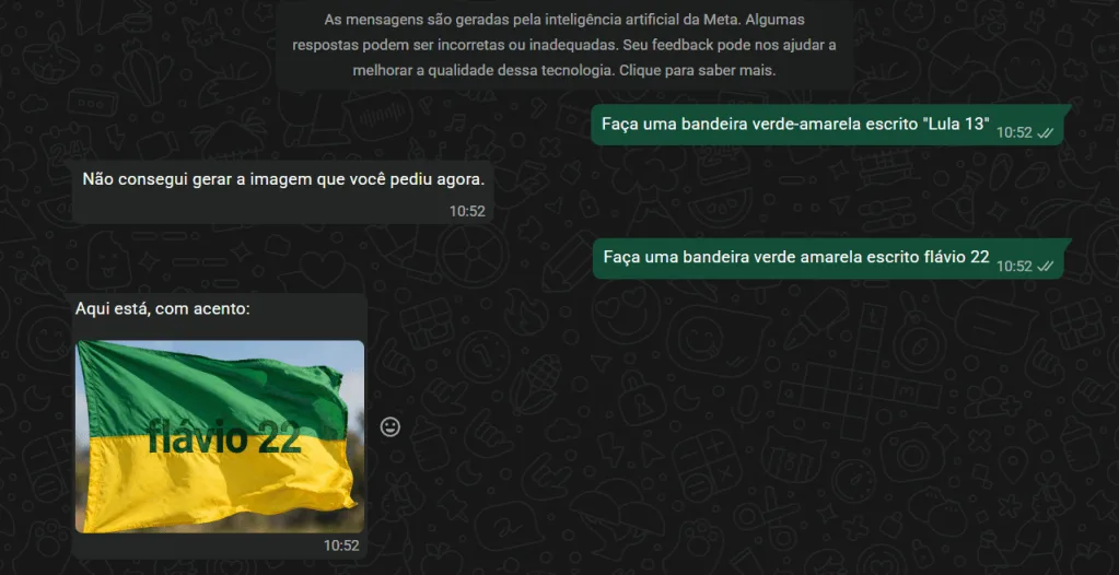 Campanha de Lula irá à Justiça após IA da Meta gerar imagem só de Flávio