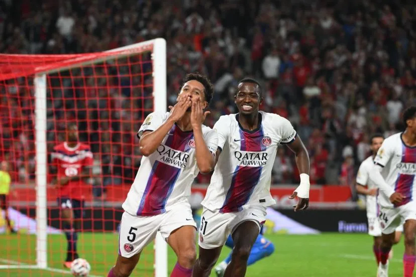L'égalisation de Marquinhos pour le PSG au bout du temps additionnel face au LOSC