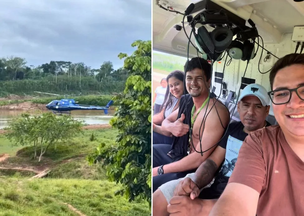 Helicóptero do Ciopaer resgata ocupantes de avião que fez pouso forçado em rio no Acre