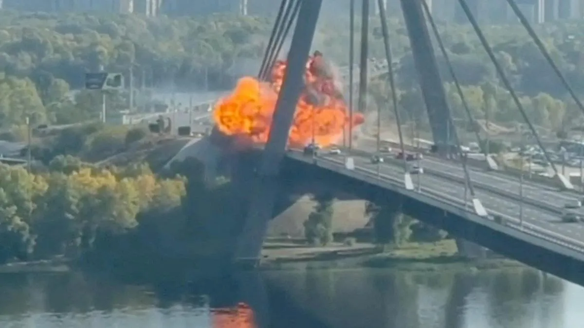 Kyiv bridge targeted again as German Chancellor Friedrich Merz arrives in Ukraine