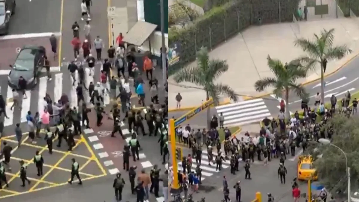 Tensión en la av. Arequipa: Policías se enfrentan a transportistas informales por el inicio del carril bidireccional del Corredor Azul