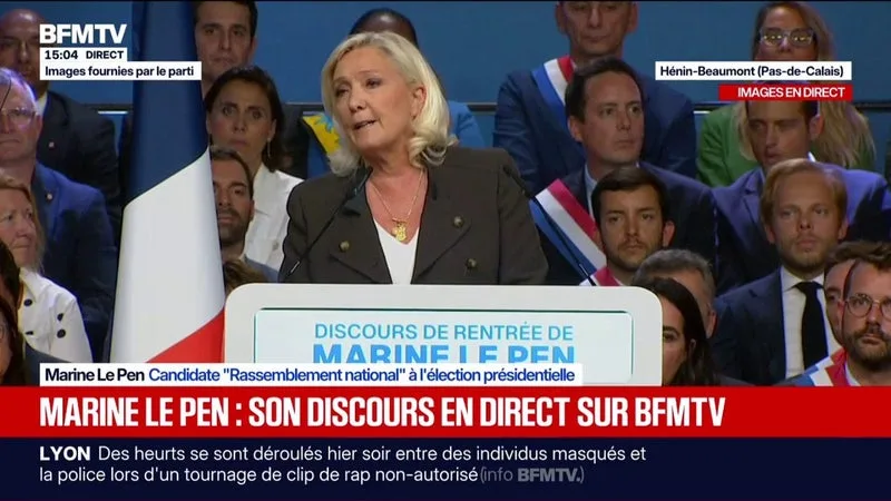 Présidentielle: "C'est un combat contre les forces du déclin", déclare Marine Le Pen, candidate "Rassemblement national" à la présidentielle