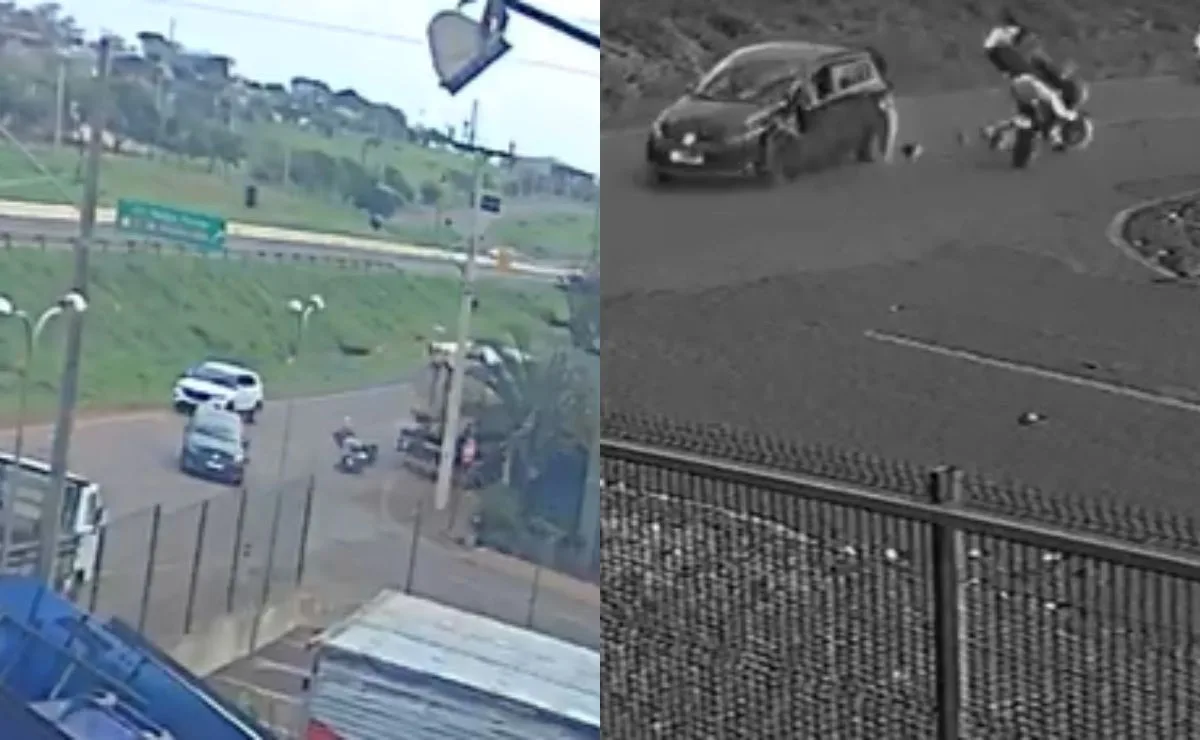 Vídeo: câmeras de segurança flagram colisão fatal que tirou a vida de motociclista em acidente na PRc-467 em Cascavel