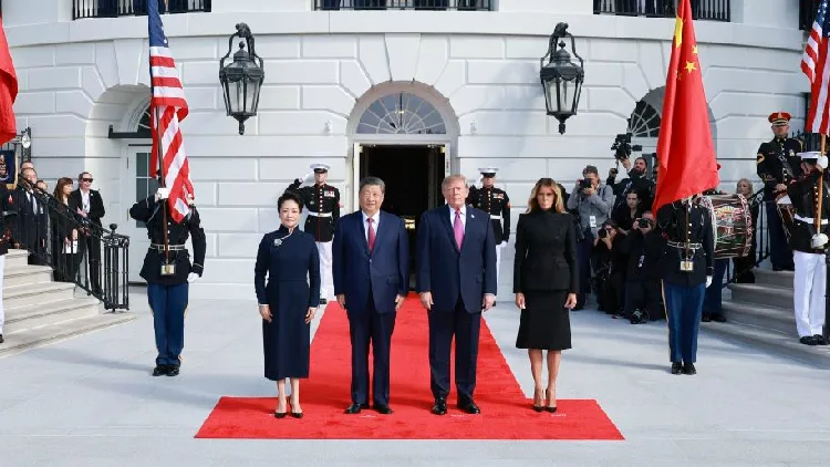 President Xi attends welcome ceremony hosted by President Trump
