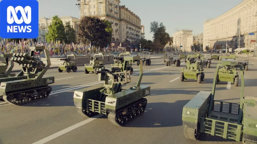 Robots replace soldiers in Ukraine's first-ever drone parade