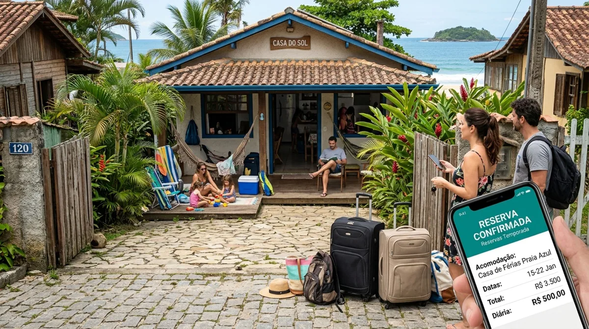 Família paga R$ 500 a diária em casa alugada para as férias e ao chegar no local, encontra outra família hospedada no imóvel, eles questionam a locadora de imóveis e eles oferecem outra casa a 30 km de distância