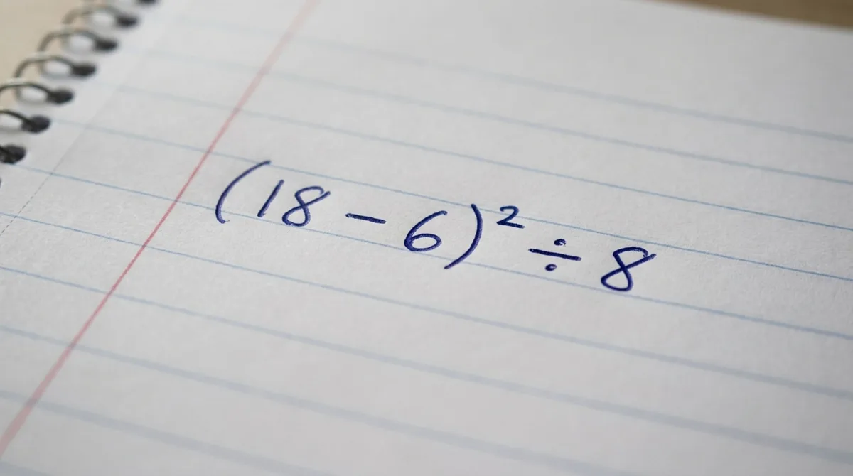 Resolva (18 − 6)² ÷ 8 em apenas 15 segundos e prove que você é craque na matemática