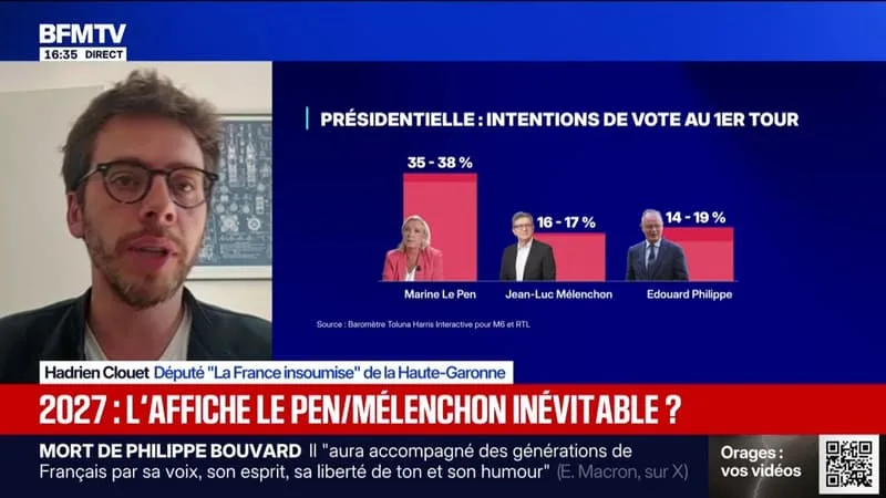 Intentions de vote au premier tour de la présidentielle: "Tout l'enjeu, c'est de convaincre", affirme Hadrien Clouet, député LFI