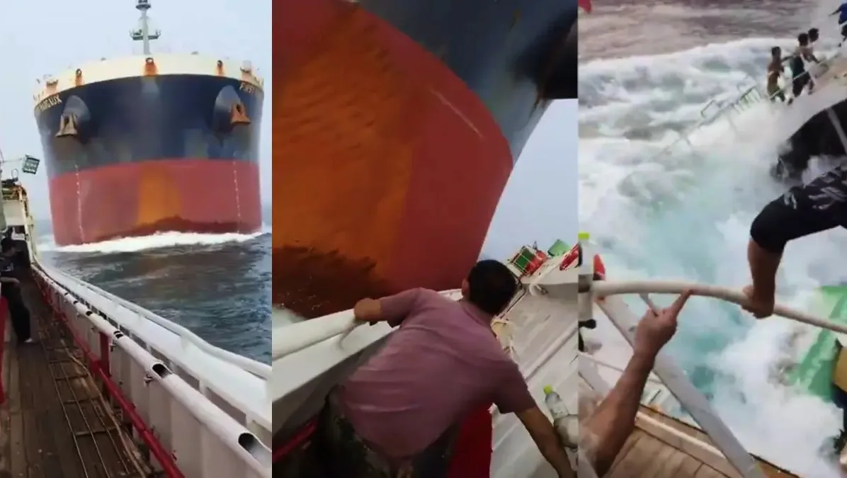 Enorme carguero panameño choca contra pesquero chino en el estrecho de Singapur