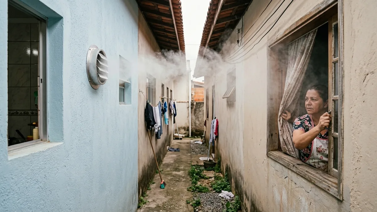 Casal instala exaustor na cozinha depois de reformar a casa e vizinha percebe que a saída foi posicionada diretamente para sua janela lateral