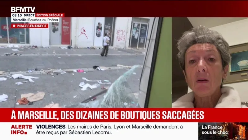 "Plus de la moitié des boutiques du centre-ville ont été saccagées et pillées", indique Nicole Richard-Verspieren, présidente de l'association des commerçants du centre-ville de Marseille