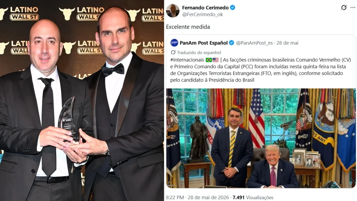 Preso por tentativa de feminicídio, Cerimedo atua com Eduardo Bolsonaro e Trump contra eleições no Brasil, diz site