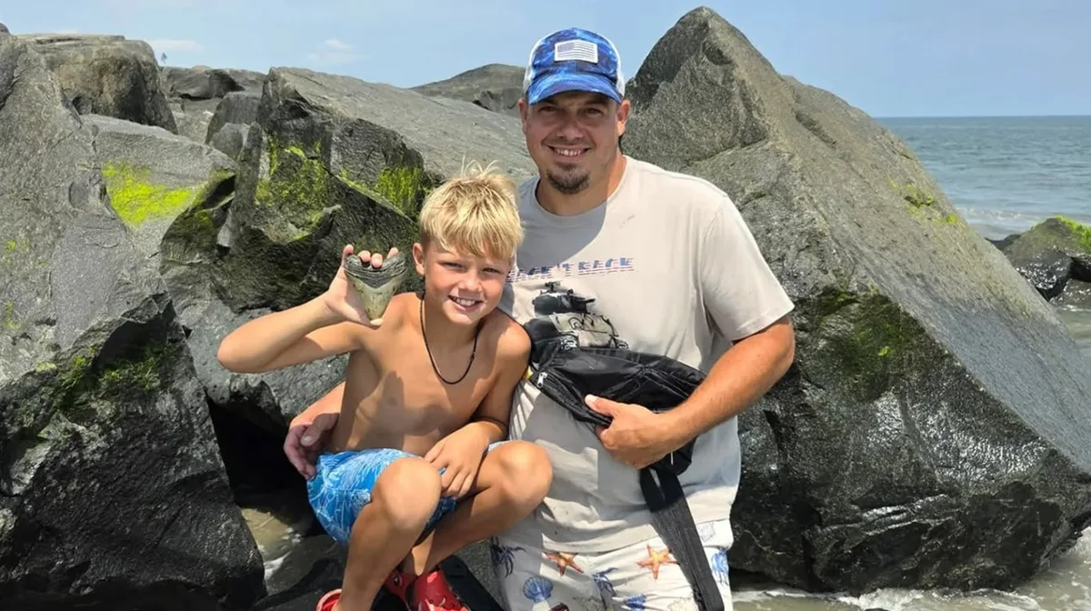 Un nene de 11 años estaba de vacaciones en la playa y encontró un diente gigante de un tiburón prehistórico