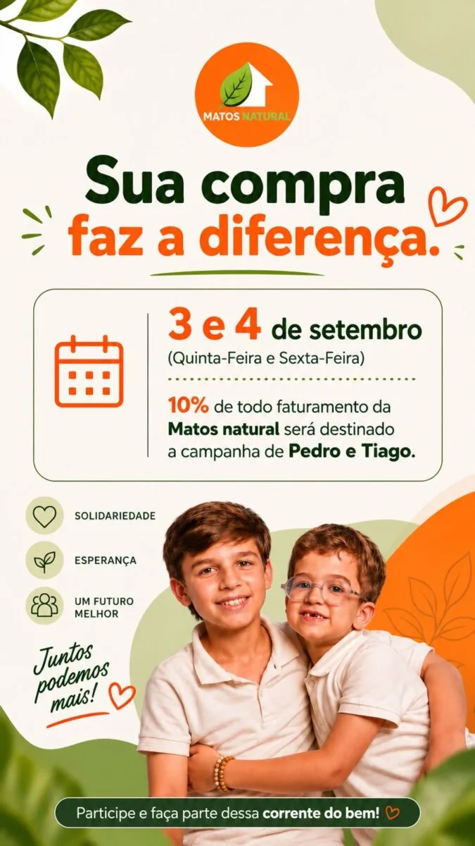 Matos Natural repassa 10% das vendas para campanha de irmãos com doença rara no Acre
