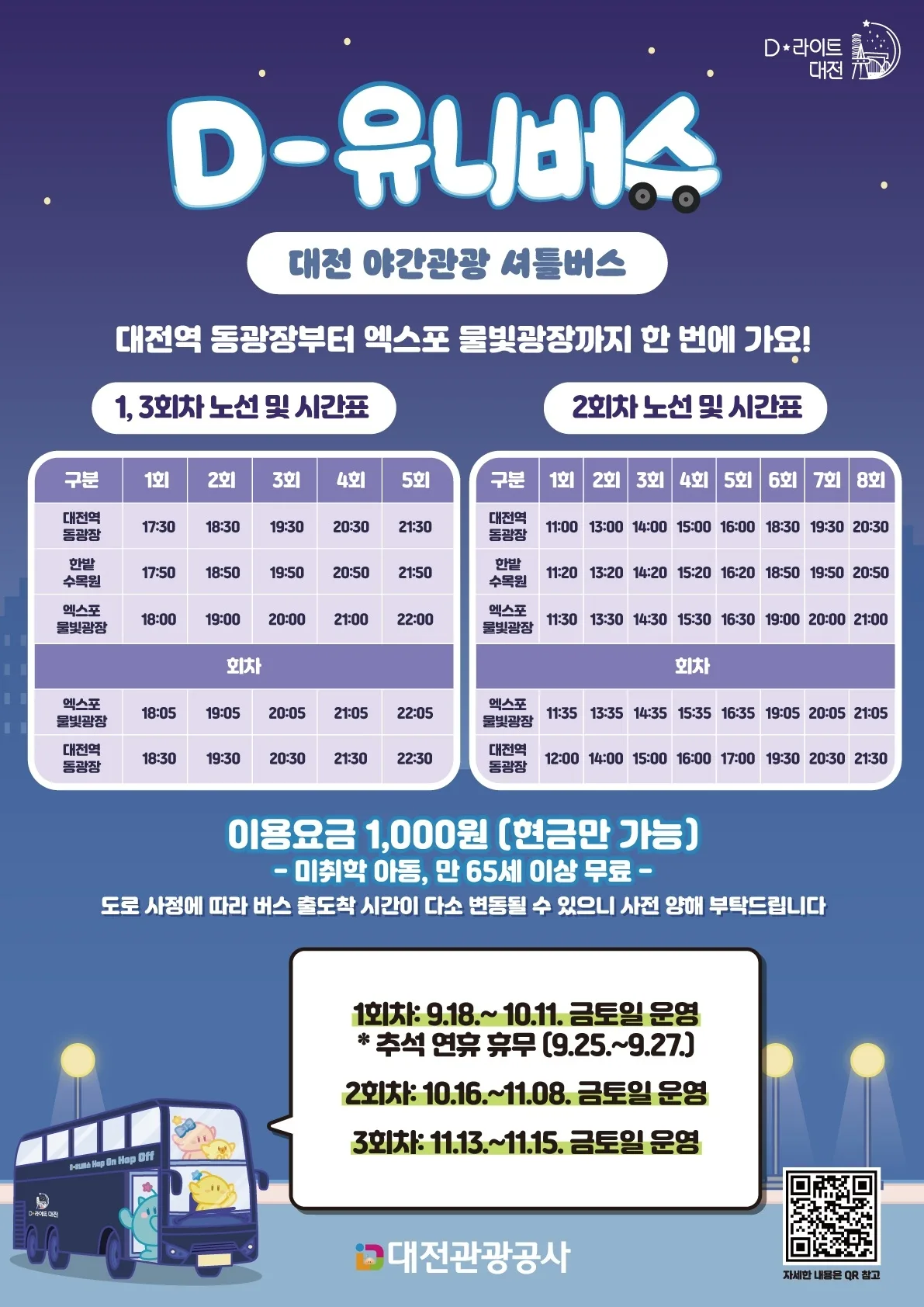 ‘D-유니버스’·관광열차 타고 대전의 밤 즐겨요···주말 2층 순환버스 운행