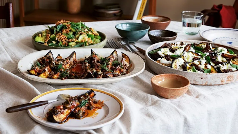Ottolenghi’s eggplant with capers and dill