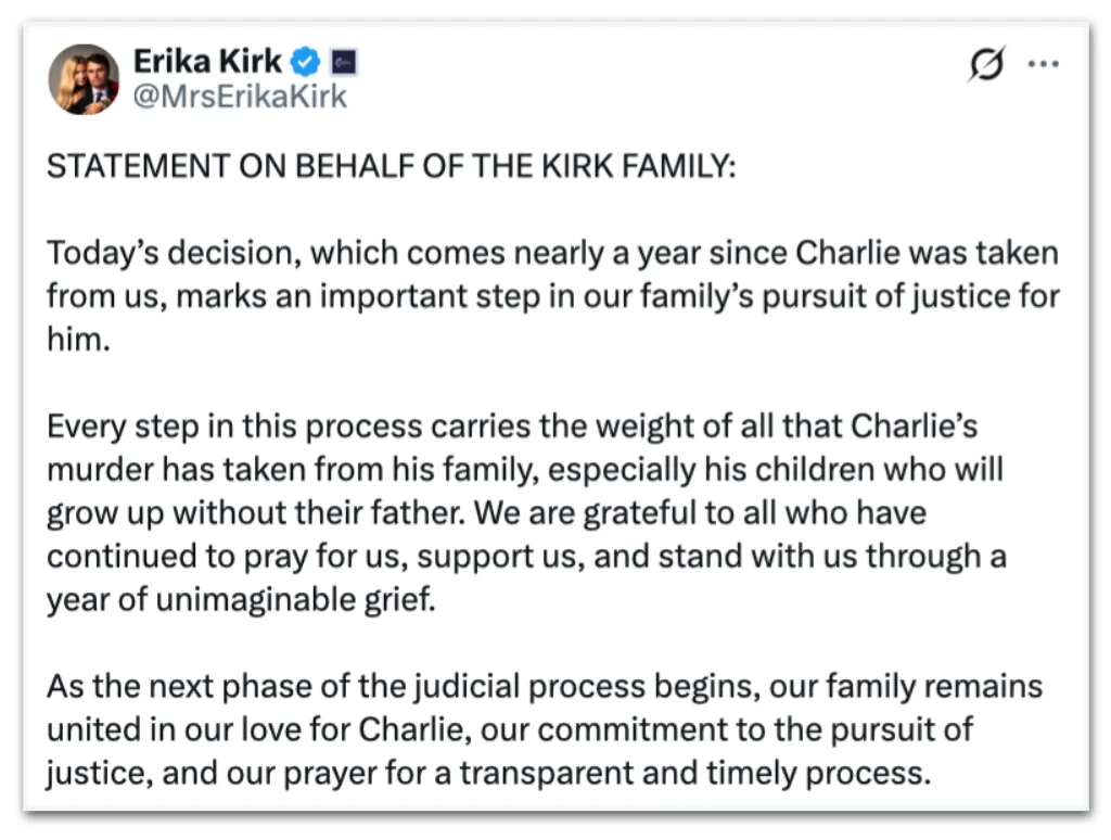 Juiz manda acusado de matar Charlie Kirk a julgamento nos EUA