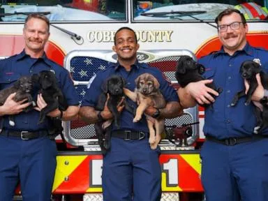 WATCH: David Muir hears from Georgia firefighters who helped deliver 15 puppies