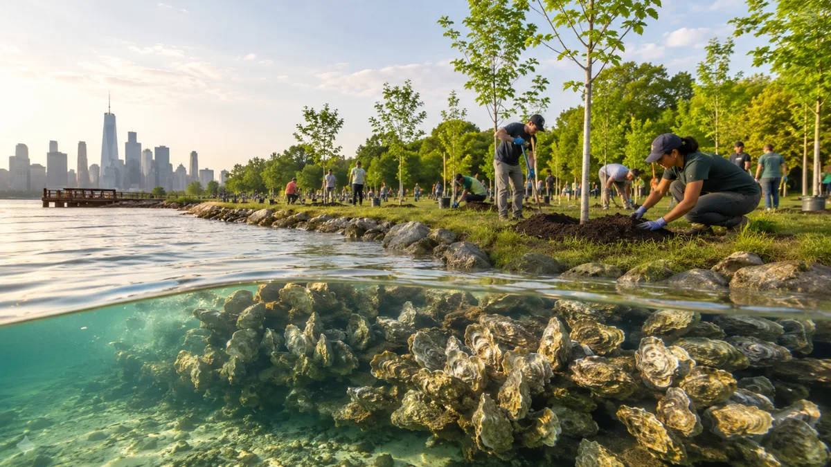 Bette Midler began restoring a neglected New York park in 1995; 200,000 trees planted since