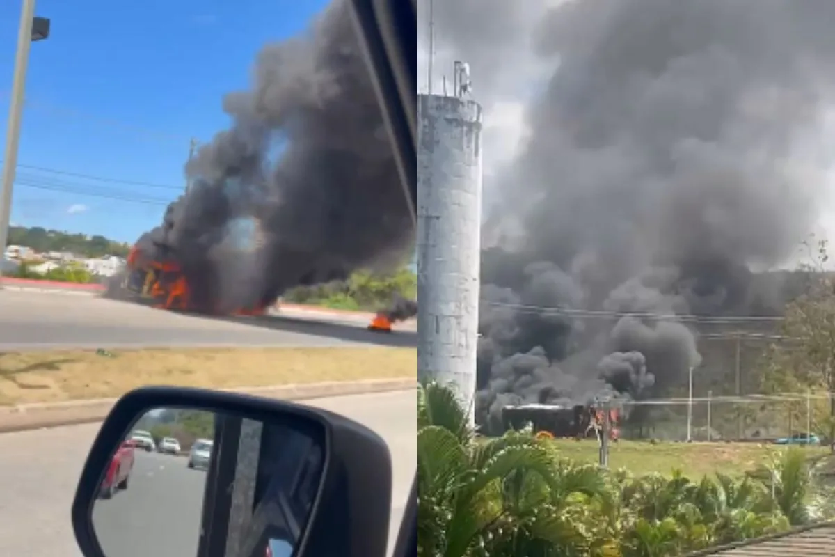 Carreta pega fogo após explosão em Salvador; veja vídeo