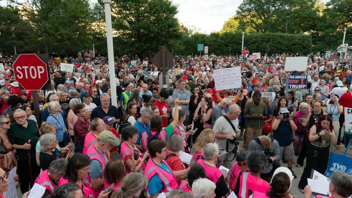 Thousands protest Trump outside Kennedy Center in DC