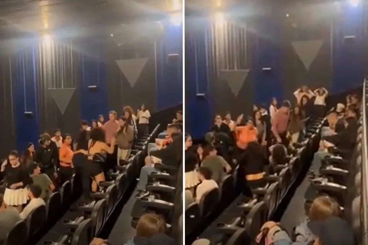 El momento exacto en el que una mujer le tira gas pimienta a otra por un asiento de cine en Entre Ríos