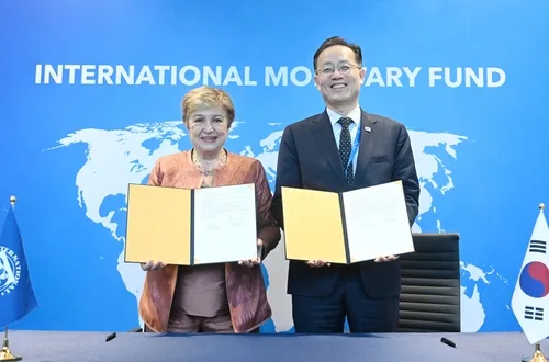 IMF 총재 "미래대응기금 등 韓재정·통화 정책조합 접근법 적절"
