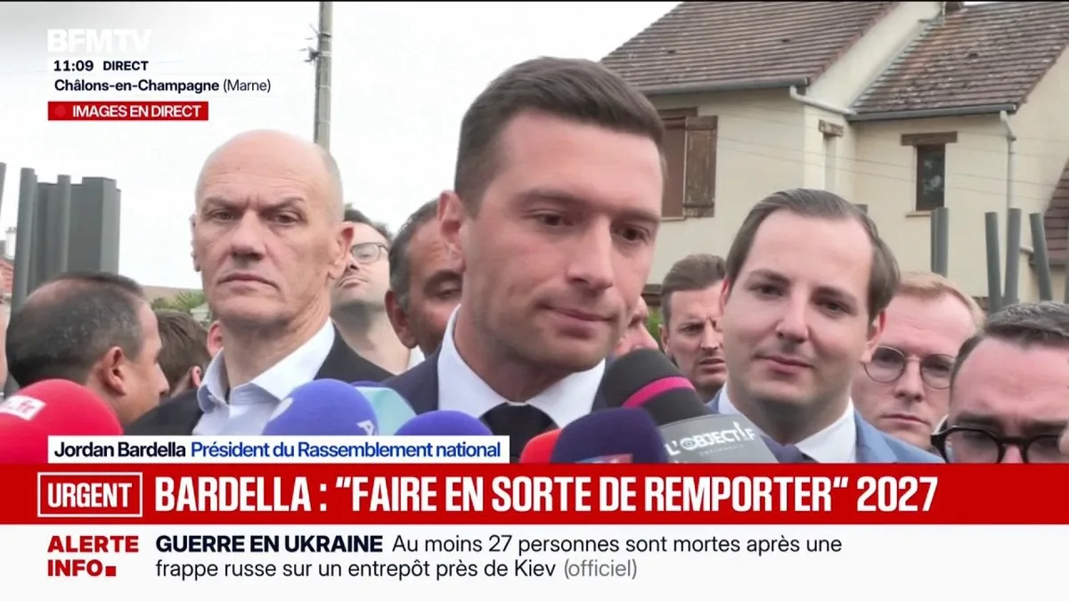 2027: Jordan Bardella assure qu'il est "candidat au poste de Premier ministre" pour "porter un projet de redressement national"