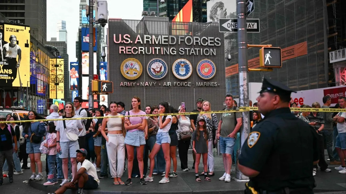 Woman waving 2 knives is shot by US police in New York’s Times Square