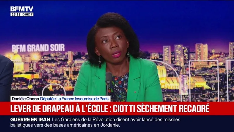 Levée de drapeau à l'école: "Ce qui intéresse véritablement les Français, ce sont les conditions d'éducation et d'enseignement", affirme Danièle Obono, députée La France insoumise