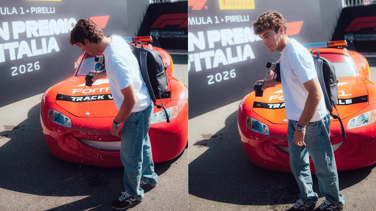 El divertido blooper de Franco Colapinto tras sorprenderse por el “Rayo McQueen” que estará de safety car en el Gran Premio de Italia de Fórmula 1