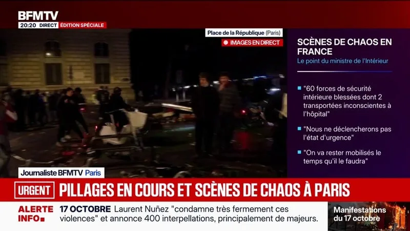 Mobilisations du 17 octobre: la situation s'est calmée place de la République à Paris, la circulation a repris