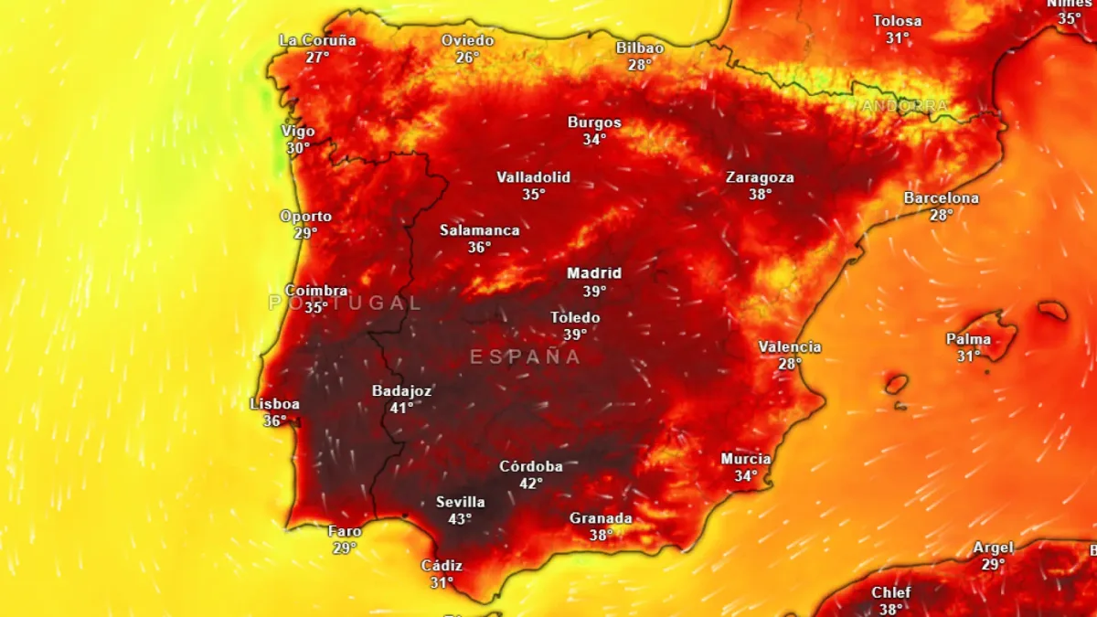 Septiembre arranca con un domo y temperaturas de hasta 43 ºC: se quedará a las puertas de una ola de calor