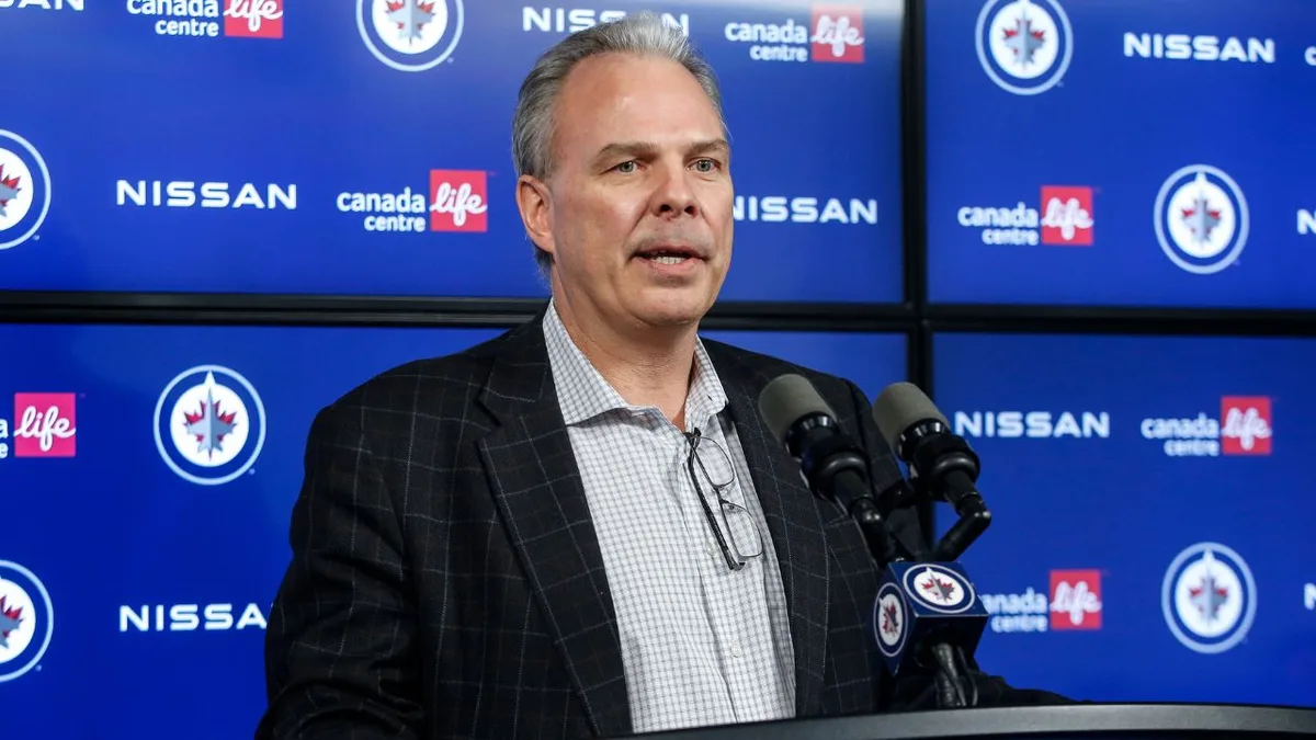 Watch Live: Jets’ Cheveldayoff talks Hellebuyck suspension