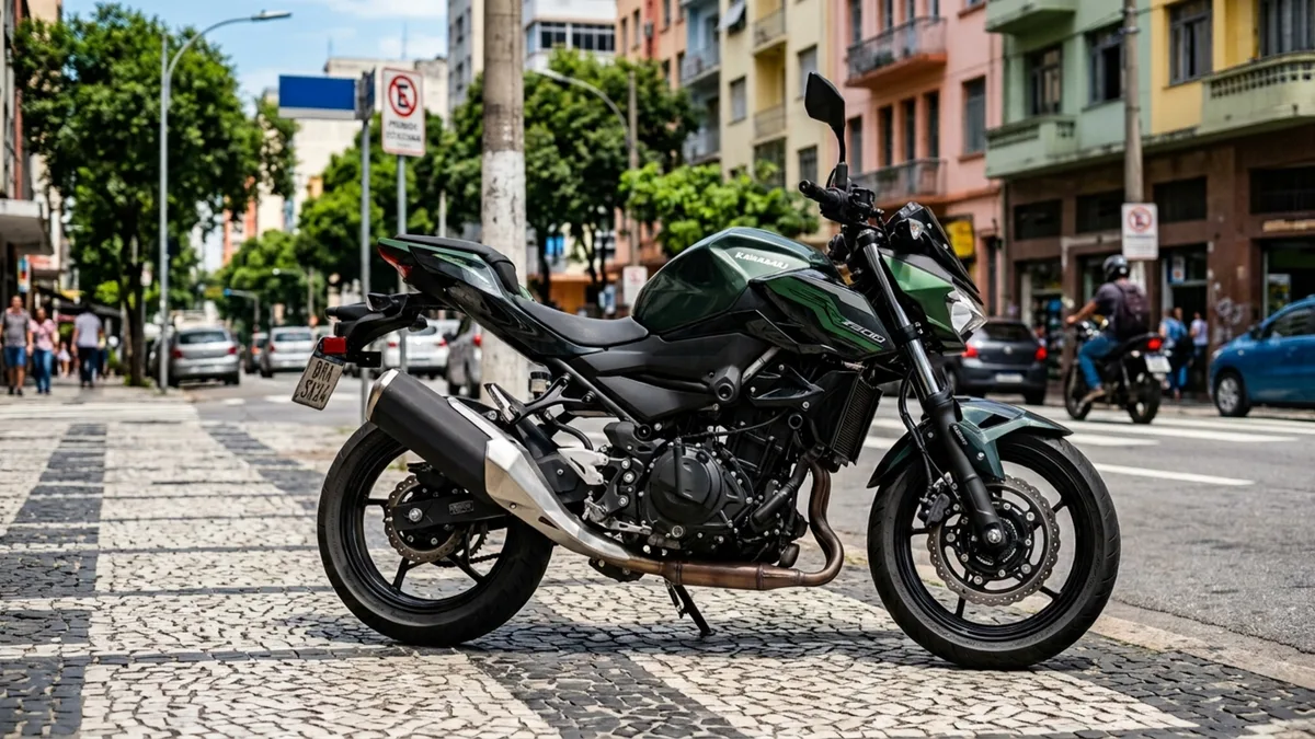 Motor bicilíndrico de 451 cc entrega 45 cv, enquanto banco a 785 mm e peso de 167 kg ajudam esta naked a continuar fácil de usar no trânsito