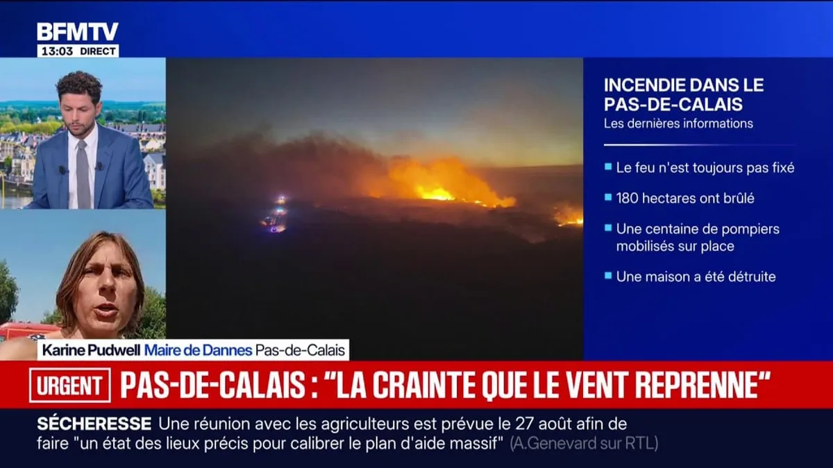 Incendies dans le Pas-de-Calais: "La crainte est que le vent reprenne", explique la maire de Dannes