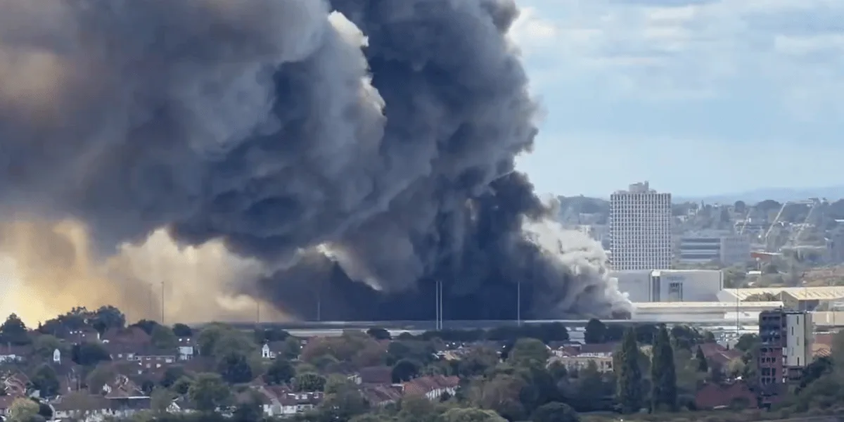 Fire near Wembley Stadium seen for miles across London and triggers major transport disruption