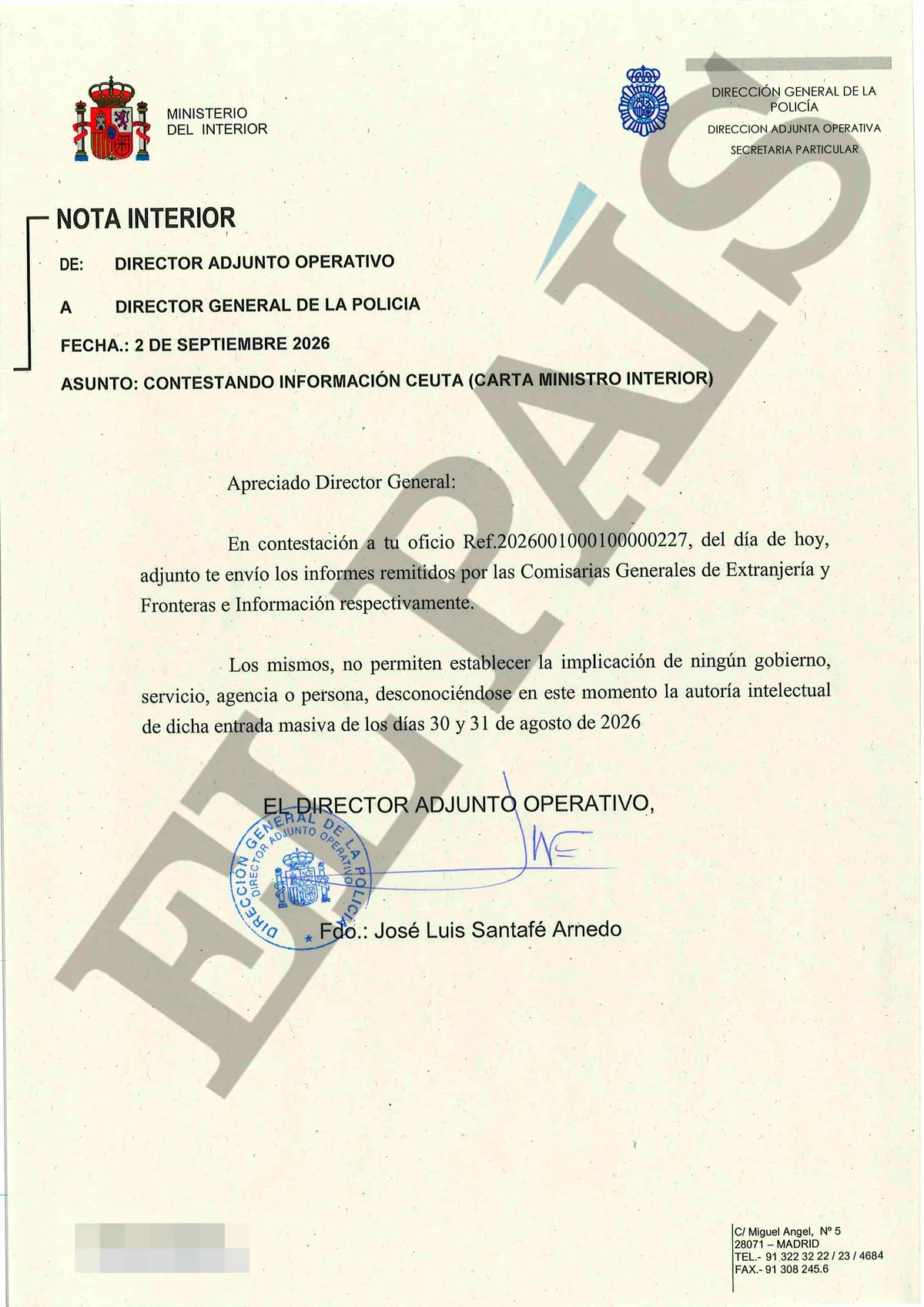 Tres escritos de mandos policiales a Interior aseguran que ningún informe atribuye “la autoría del asalto a Ceuta a ningún gobierno”