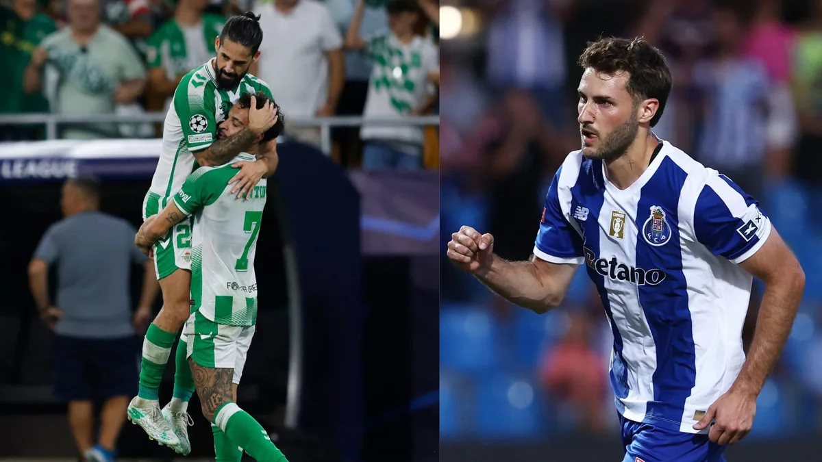 Con terrible falla de Santiago Giménez, Porto deja escapar la victoria ante el Real Betis de Álvaro Fidalgo