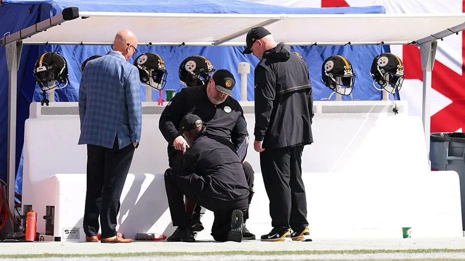 Steelers coach Mike McCarthy injures himself and it was serious enough he never got to halftime locker room