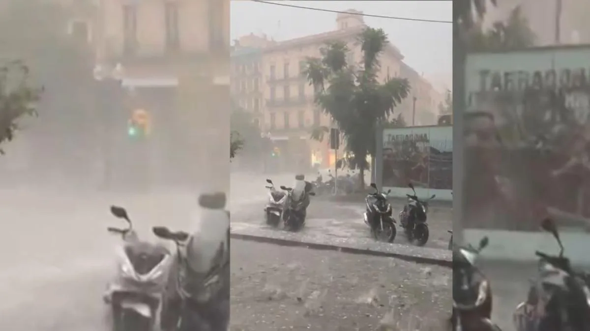 Una fuerte tormenta con granizo deja calles inundadas en Tarragona