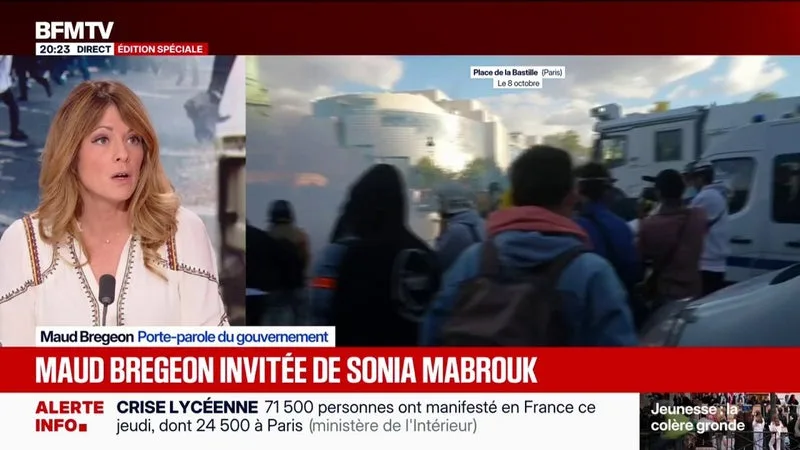Violences en marge de la mobilisation lycéenne: "Notre priorité est le retour à l'ordre, au calme", explique Maud Bregeon, porte-parole du gouvernement